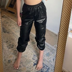 Faux leather joggers